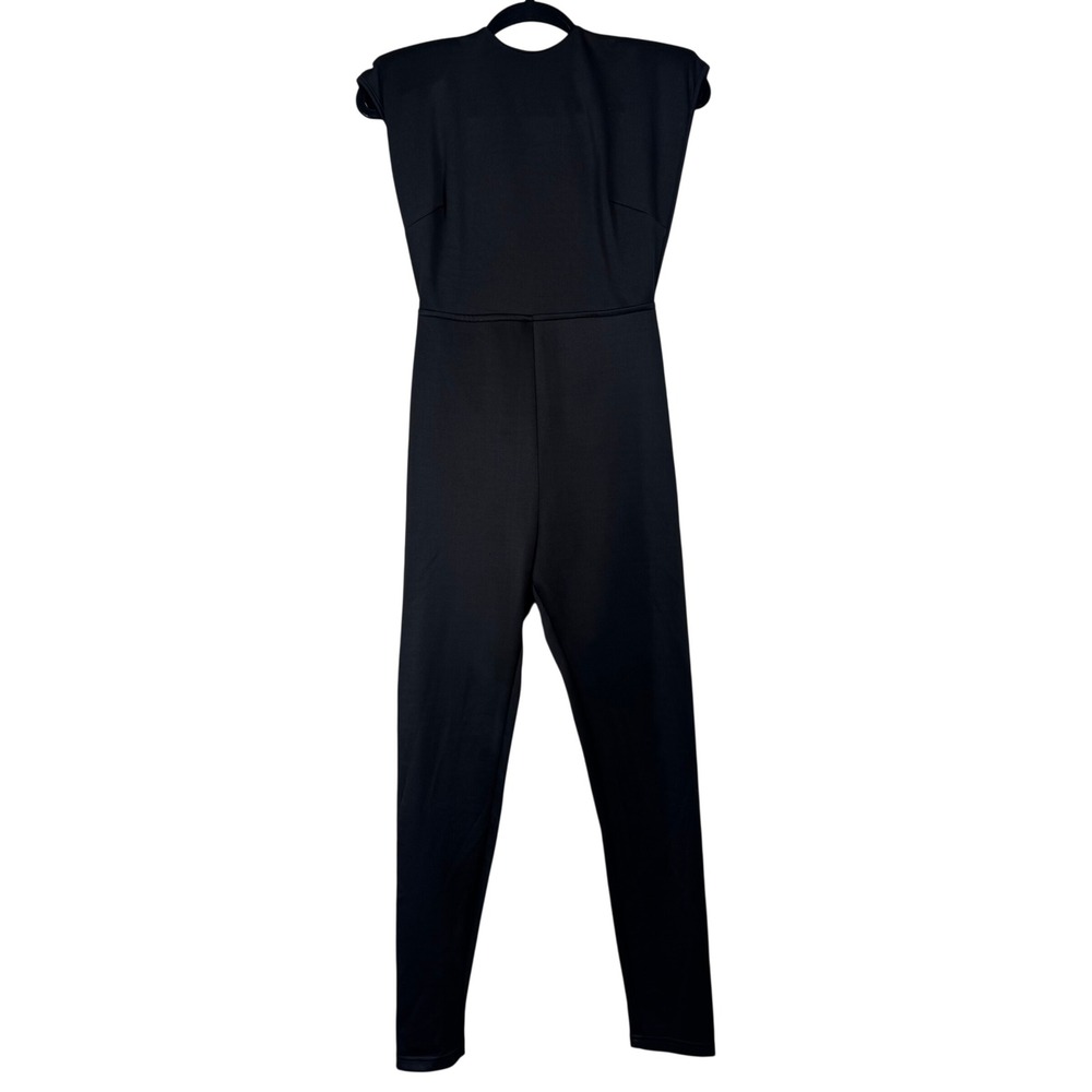 Unbranded Black Open Back Pearl Chain Draped Jumpsuit BP40081P1 Small